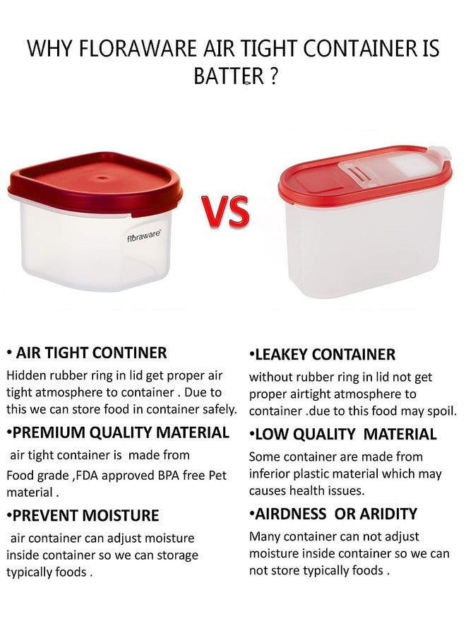 Floraware BPAFree ModularAirtight StackablePlastic StorageContainers with Red Lids for Multistorage likeGrains,Spices,Snacks,Tea,Coffee,Cereals,Dry Fruits,salt,Pulses KitchenOrganizer 280ml pack of 2 - Image 4